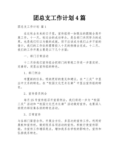 团总支工作计划4篇