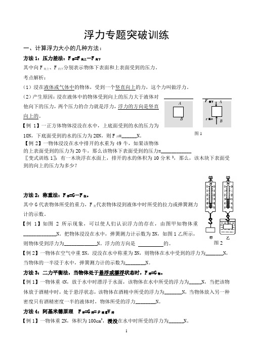 初三物理总复习浮力专题训练