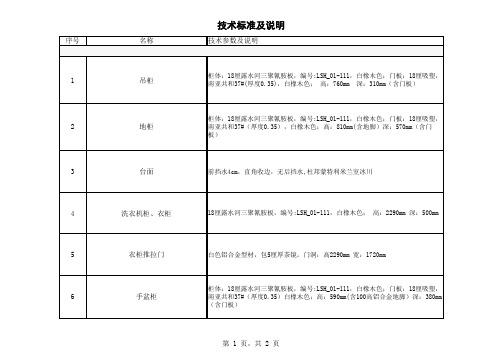 橱柜技术标准及说明