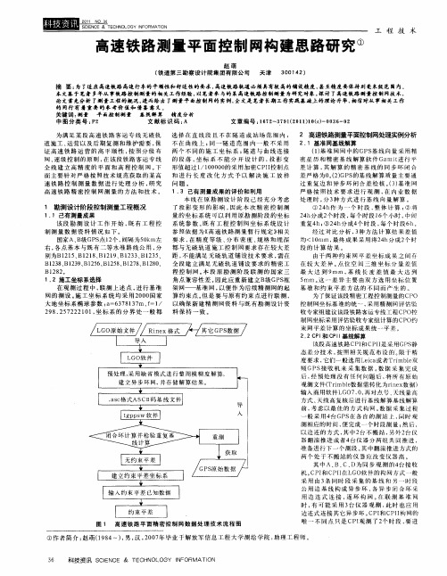 高速铁路测量平面控制网构建思路研究