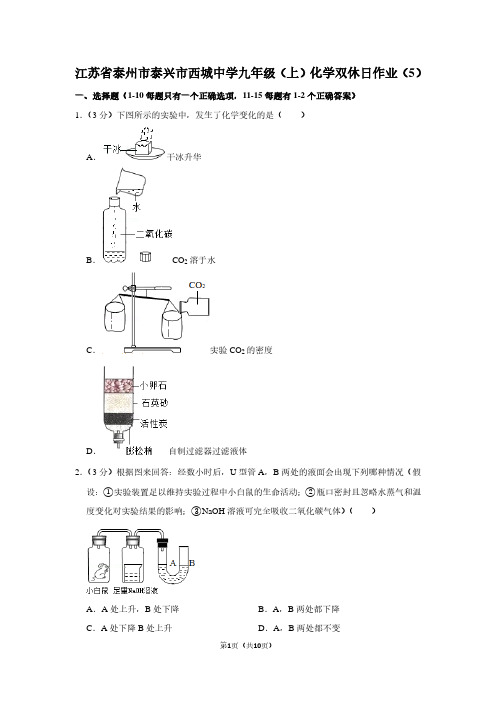 江苏省泰州市泰兴市西城中学九年级(上)化学双休日作业(5)