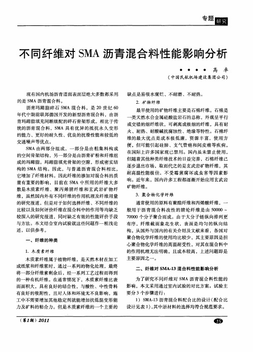 不同纤维对SMA沥青混合料性能影响分析