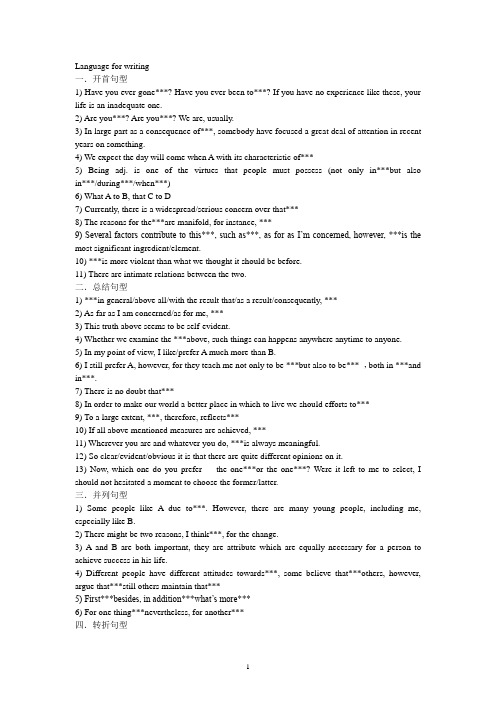 学位英语短文写作常用句型
