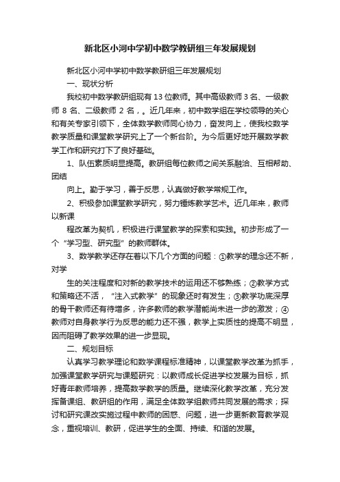 新北区小河中学初中数学教研组三年发展规划