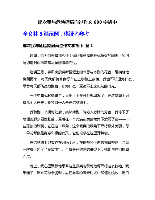 那次我与危险擦肩而过作文600字初中