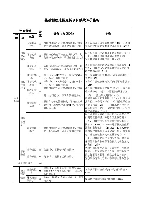 基础测绘地图更新项目绩效评价指标