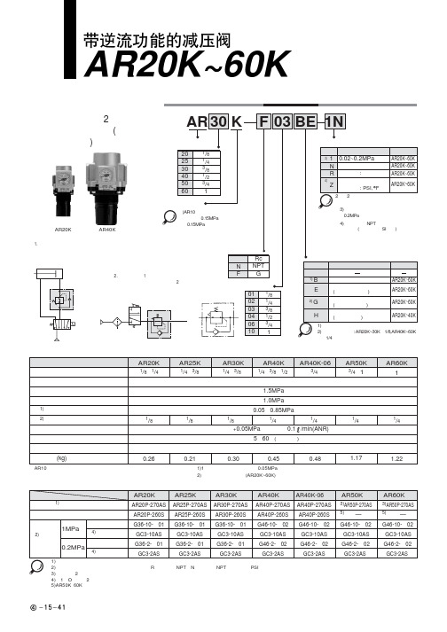 SMC - 减压阀AR系列(带逆流功能)