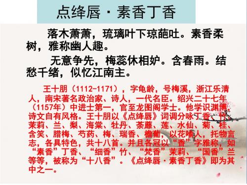丁香诗三首之点绛唇素香丁香赏析【明】王十朋