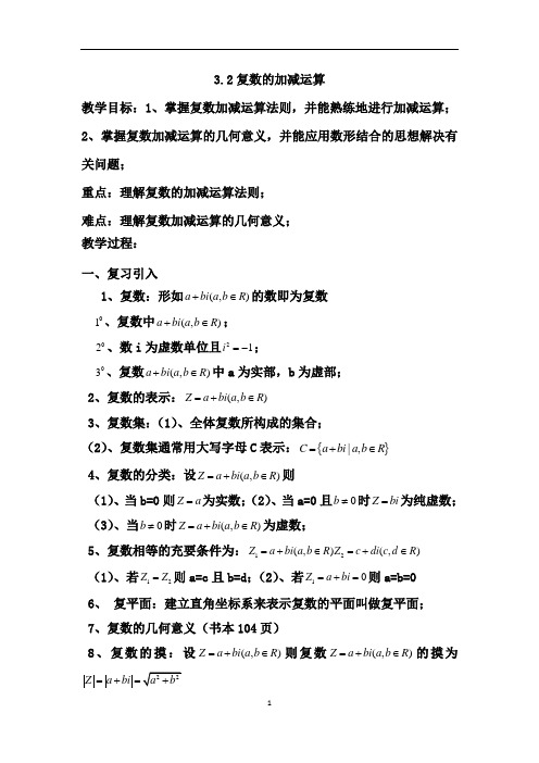 选修2-2 3.2复数的加减运算