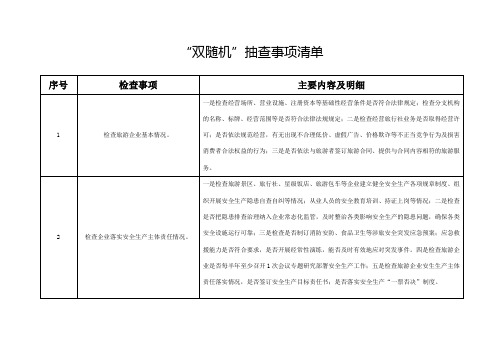 双随机抽查事项清单