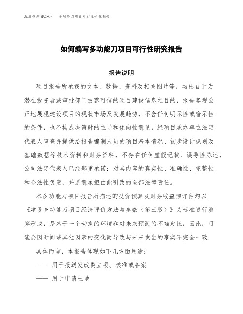 如何编写多功能刀项目可行性研究报告