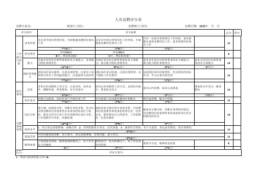 公司竞聘评分表