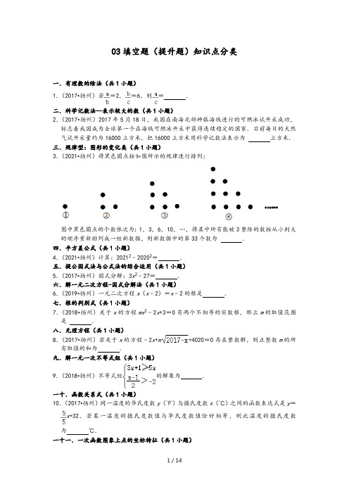 03填空题(提升题)-江苏省扬州市五年(2017-2021)中考数学真题分类汇编(含答案,23题)