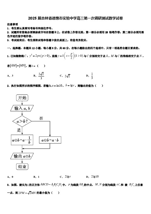 2025届吉林省德惠市实验中学高三第一次调研测试数学试卷含解析