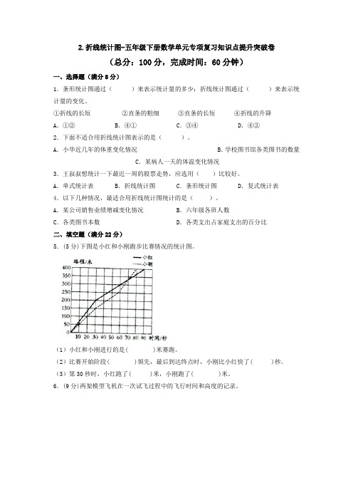 最新苏教版小学数学五年级下册《折线统计图》单元测试