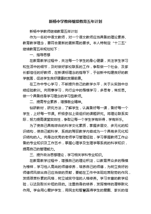 新杨中学教师继续教育五年计划