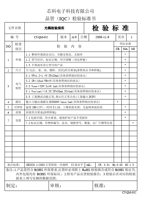 光耦检验标准