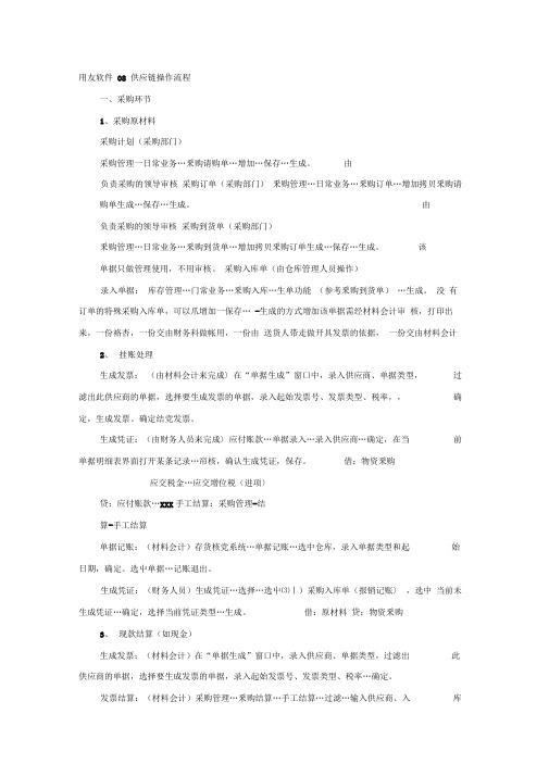 用友软件供应链操作流程