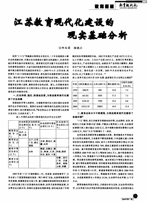 江苏教育现代化建设的现实基础分析