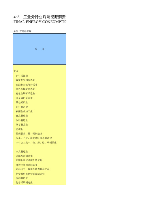 4-3  工业分行业终端能源消费量(标准量)-2010