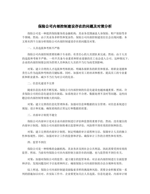 保险公司内部控制建设存在的问题及对策分析