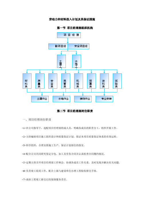 劳动力和材料投入计划及其保证措施