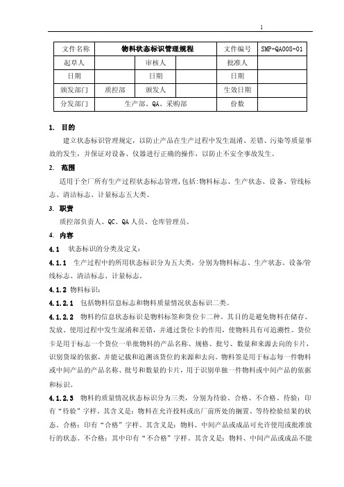 物料状态标识管理规程