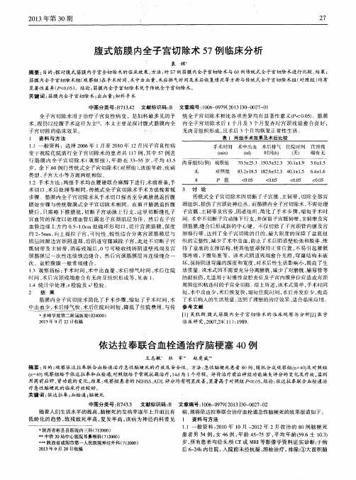 腹式筋膜内全子宫切除术57例临床分析