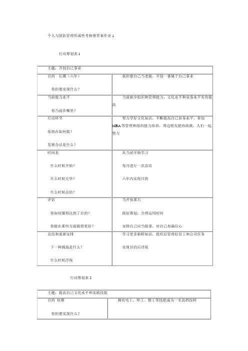 2021年新版个人与团队管理形成性考核册答案