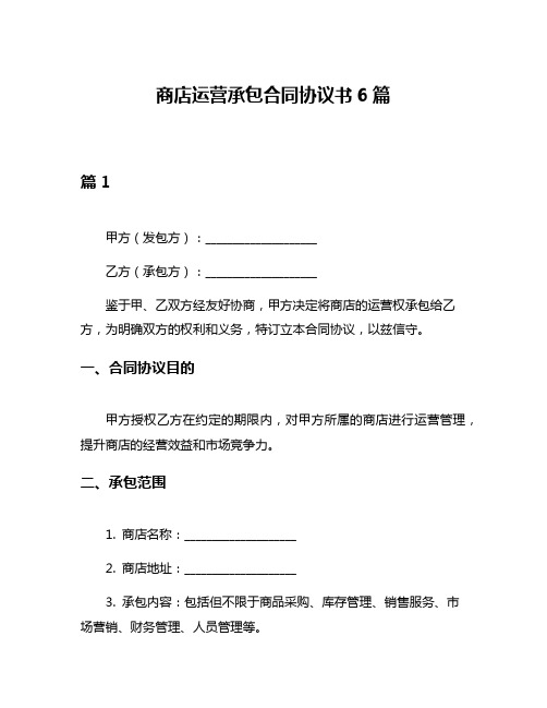 商店运营承包合同协议书6篇