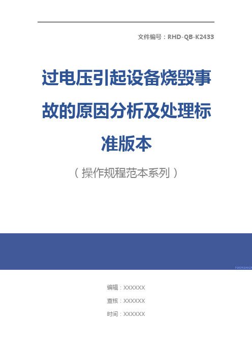 过电压引起设备烧毁事故的原因分析及处理标准版本