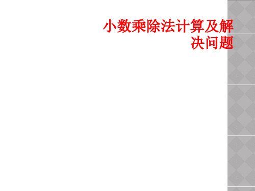 小数乘除法计算及解决问题