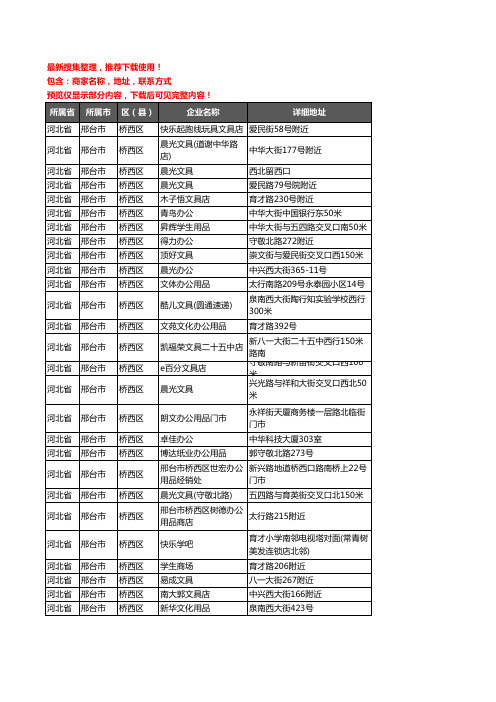 新版河北省邢台市桥西区办公用品企业公司商家户名录单联系方式地址大全70家