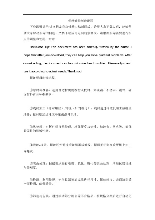 螺丝螺母制造流程