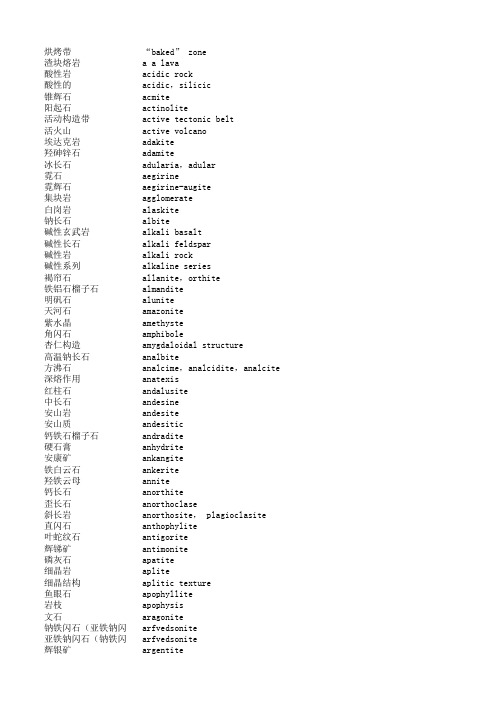 矿物、岩石名称_中英文对照 minerals nomenclature