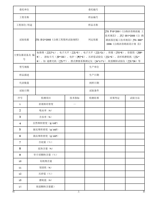 粗集料试验检测报告(沥青混合料及基层用)