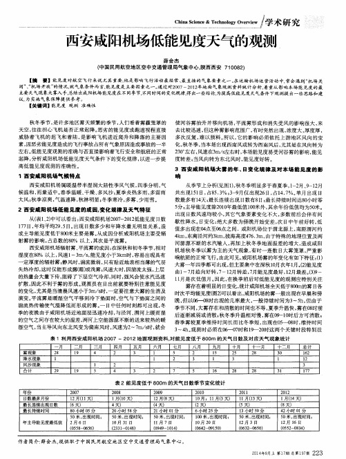 西安咸阳机场低能见度天气的观测
