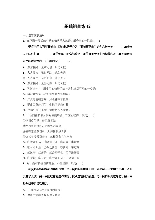 高考语文(江苏)一轮练习：基础突破+基础组合练42+Word版含解析.docx