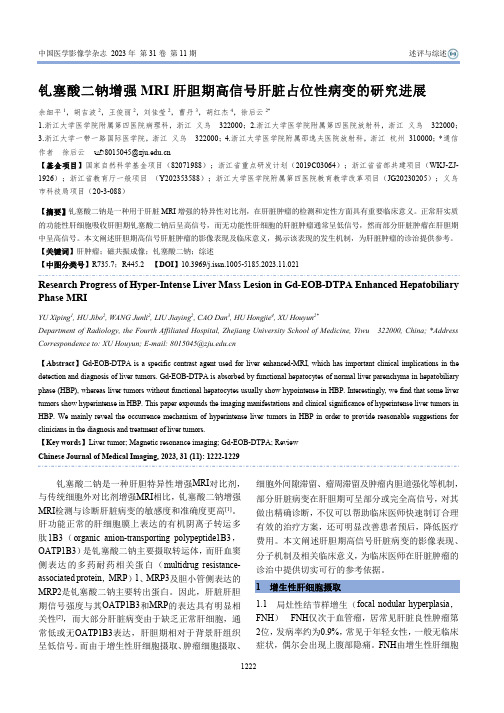 钆塞酸二钠增强MRI肝胆期高信号肝脏占位性病变的研究进展