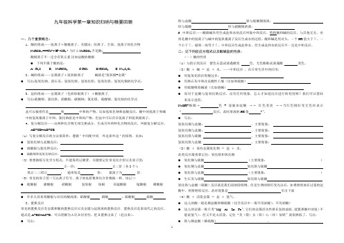 浙教版科学九年级上册第一章《探索物质的变化》知识归纳复习学案