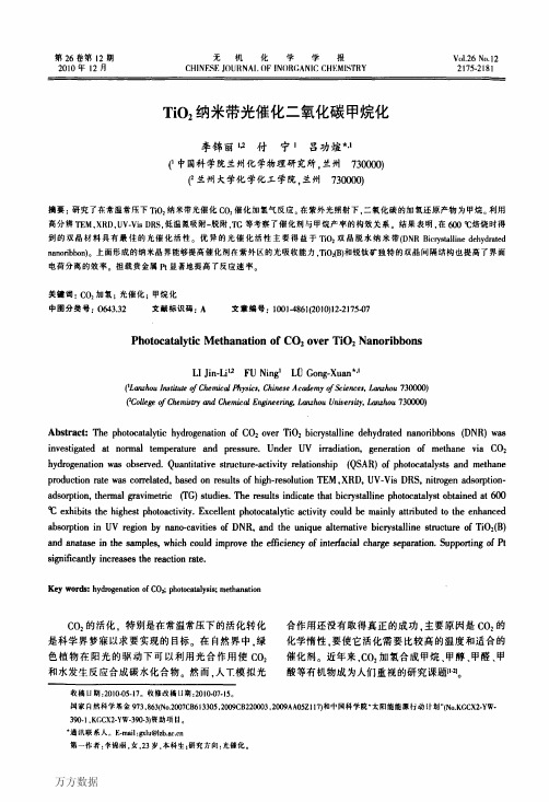 TiO2纳米带光催化二氧化碳甲烷化