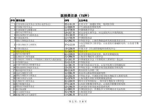 卫生系列高级职称评审论文期刊参考目录 试行 