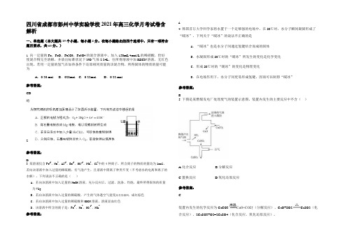 四川省成都市彭州中学实验学校2021年高三化学月考试卷含解析