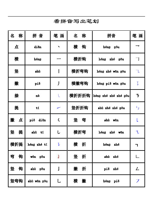 最新一年级上册看拼音写出笔画