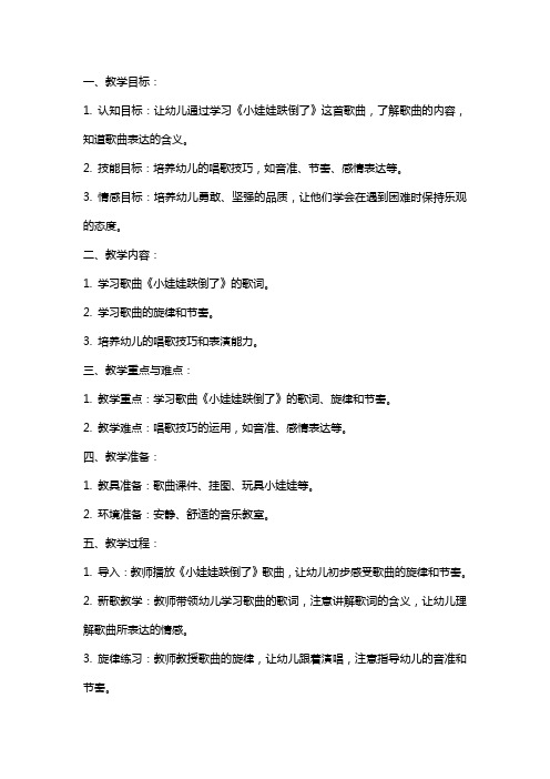 中班音乐教案及教学反思《小娃娃跌倒了》