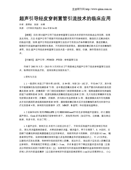 超声引导经皮穿刺置管引流技术的临床应用