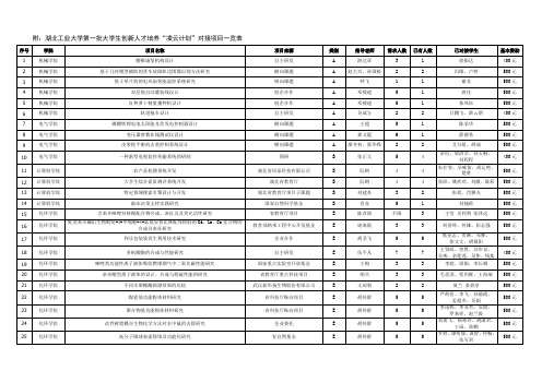 附湖北工业大学第一批大学生创新人才培养凌云计划对