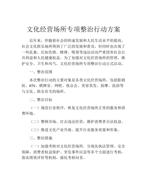 文化经营场所专项整治行动方案