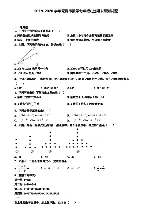 2019-2020学年无锡市数学七年级(上)期末预测试题