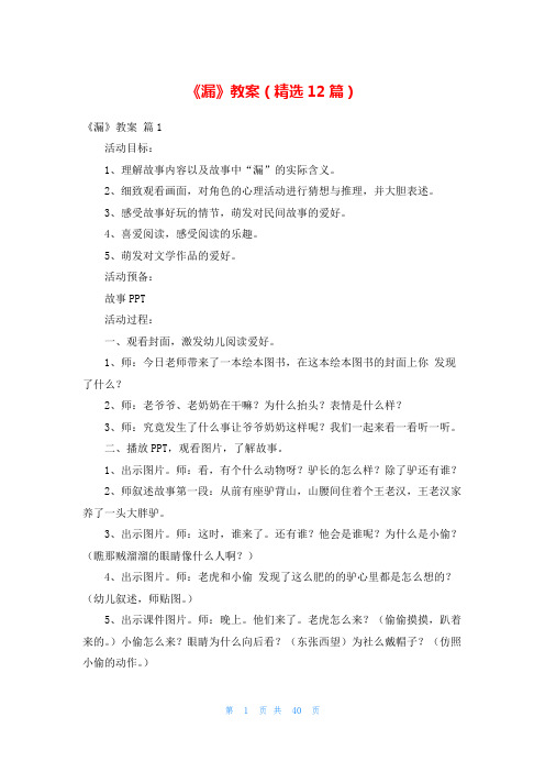 《漏》教案(精选12篇)